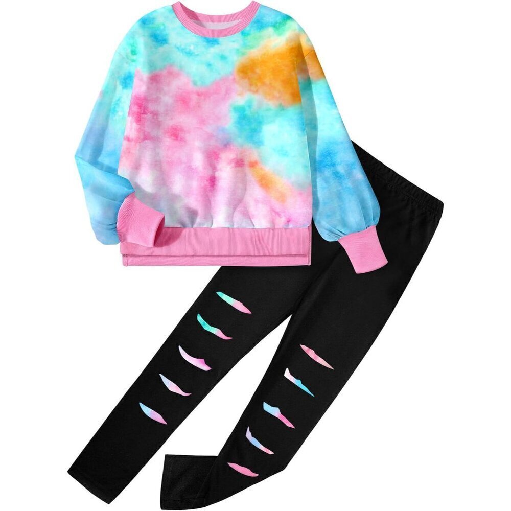 Girls Clothes, Girls Outfits Tie Dye Sweatshirt Tops and Leggings Sweatpants 2 P